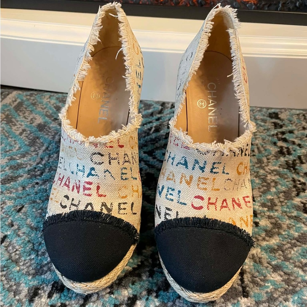 Chanel Multicolour Espadrille Wedges